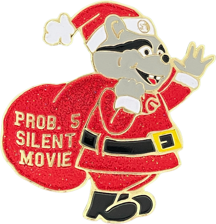Odyssey of the Mind World Finals pins Silent Movie Racoon Santa Claus Enamel Pin