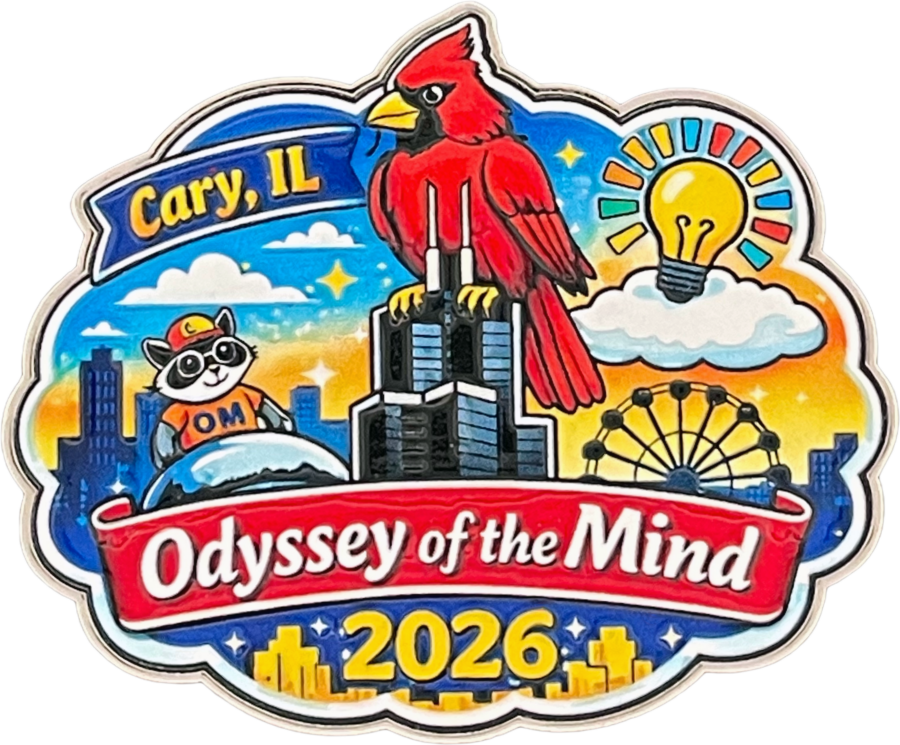 Odyssey of the Mind World Finals pins of Cardinal Illinois Enamel UV Printed pin