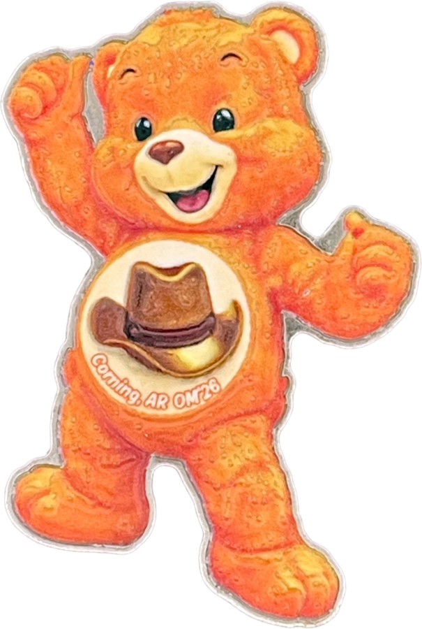 creative Odyssey of the Mind pin designs of Orange Cowboy Carebear