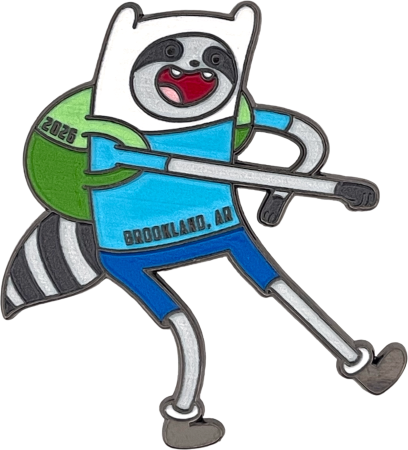 creative Odyssey of the Mind pin designs of Racoon Finn Adventure Time